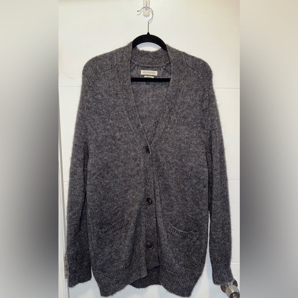 ISABEL MARANT Etoile Mohair Gray Knit Oversized Cardigan Sweater 38/ US 6 - Picture 5 of 8
